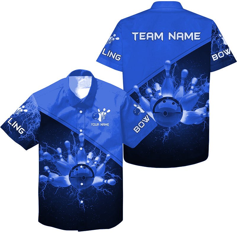 Personalisierte Bowling hemd - Blaue Blitz Donner Bowling Team Jersey, Geschenk für Team Bowlers Q6620 - Climcat