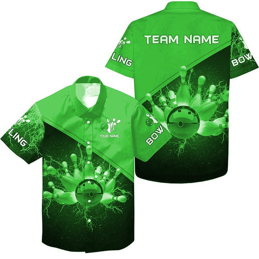 Personalisierte Bowling hemd Shirt - Grüner Blitz und Donner - Individuelles Bowling Team Trikot - Geschenk für Bowling Teams - Q6621 - Climcat