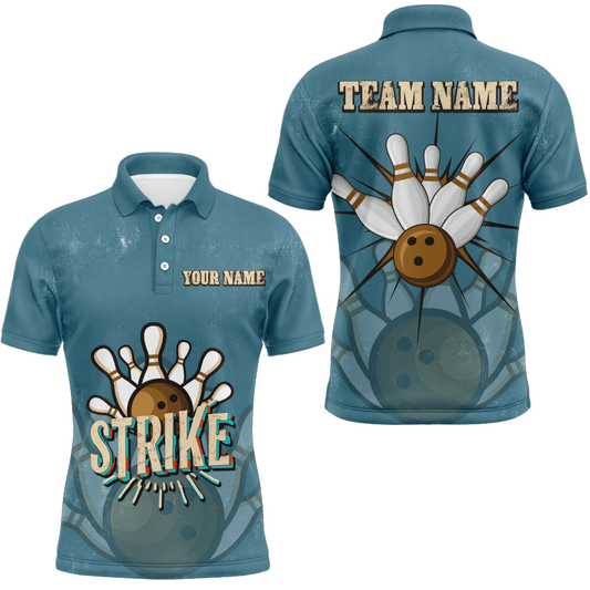 Personalisierte Bowling Herren Polo Shirts - Vintage Bowling Team Trikots - Retro Bowlers Outfits - Individuell gestaltbar - P5391 - Climcat