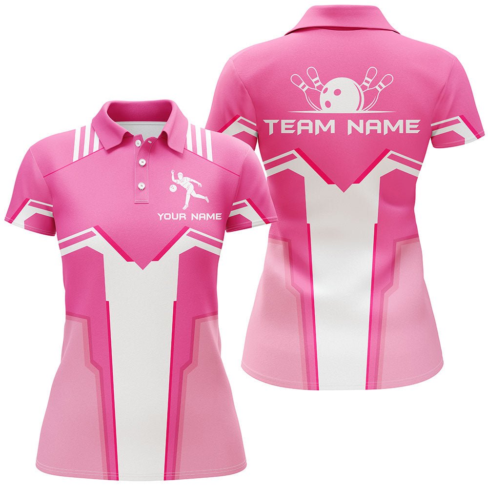 Personalisierte Bowling-Polo-Shirt für Damen in Pink | Kurzarm-Bowlershirt für individuelle Teams | B107 - Climcat