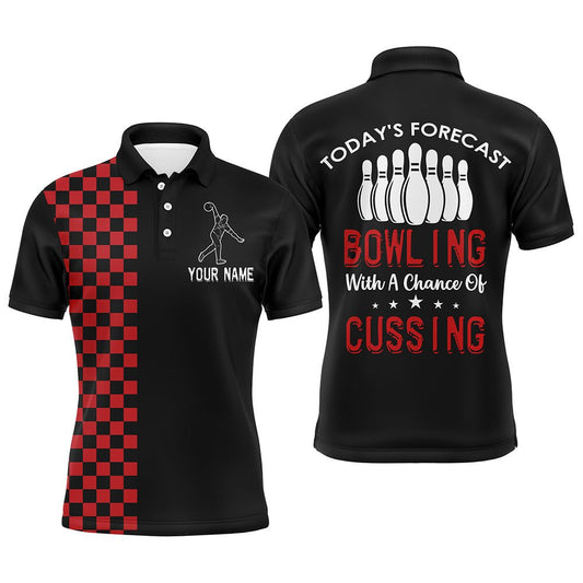 Personalisierte Bowling-Polo-Shirt für Herren, Lustiges individuelles Bowlers Trikot Kurzarm - Heute's Wettervorhersage B101 - Climcat