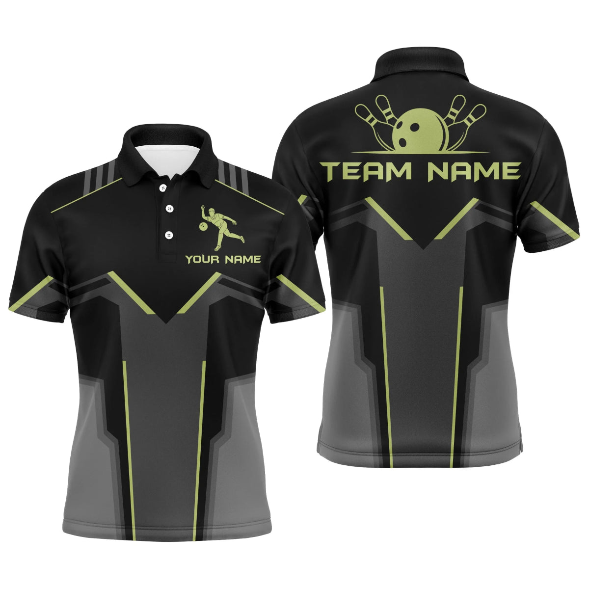 Personalisierte Bowling-Polo-Shirt für Herren mit Teamnamen, Kurzarm-Bowlertrikot B28 - Climcat