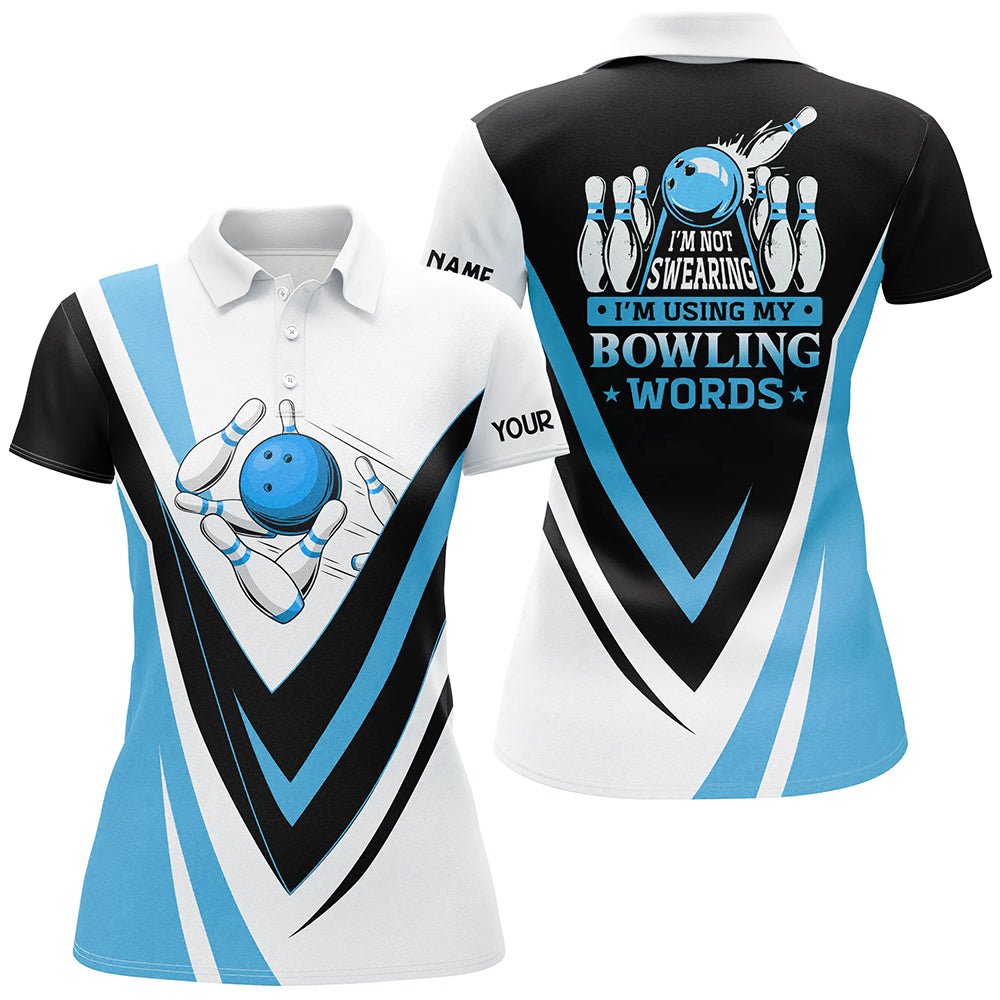 Personalisierte Bowling-Polo-Shirts für Damen - Mit meinen Bowling-Worten blau Bowl-Shirts Q6631 - Climcat