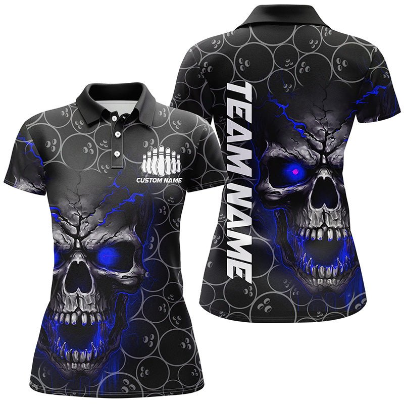 Personalisierte Bowling-Polo-Shirts für Damen mit Totenkopf-Design, Bowling-Muster, Bowling-Team 5234P - Climcat