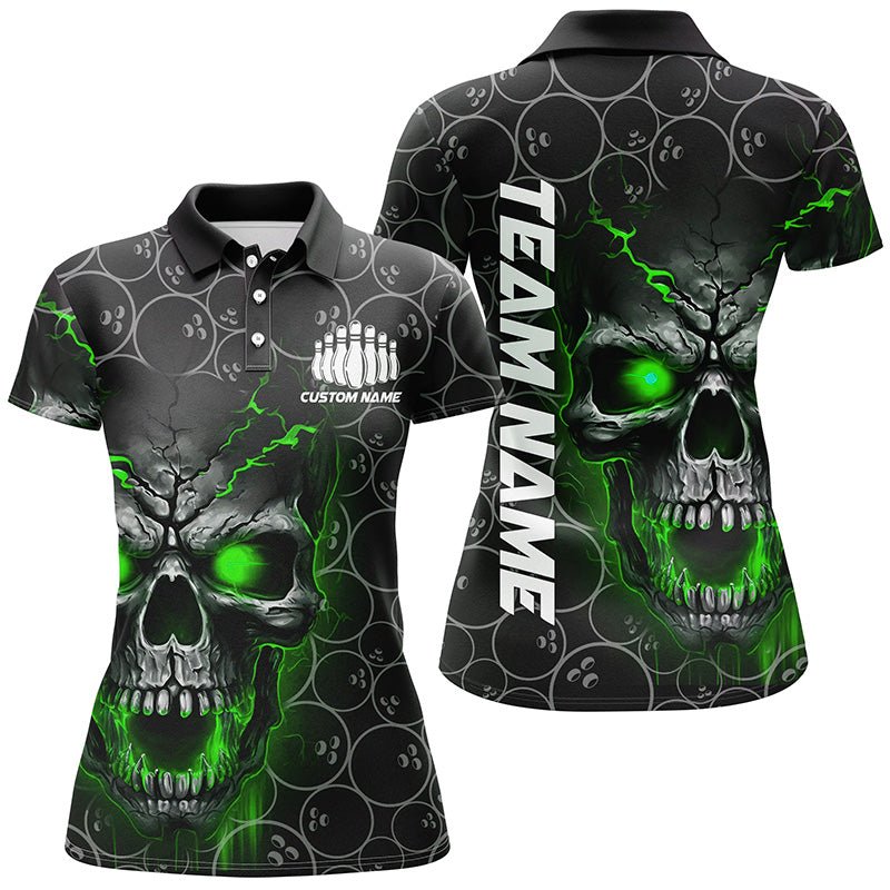 Personalisierte Bowling-Polo-Shirts für Damen mit Totenkopf-Design, Bowling-Muster, Bowling-Team 5234P - Climcat