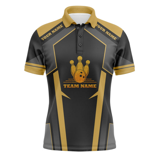 Personalisierte Bowling-Polo-Shirts für Herren | Individuelle Bowling-Teamtrikots | Gelb Q4746 - Climcat