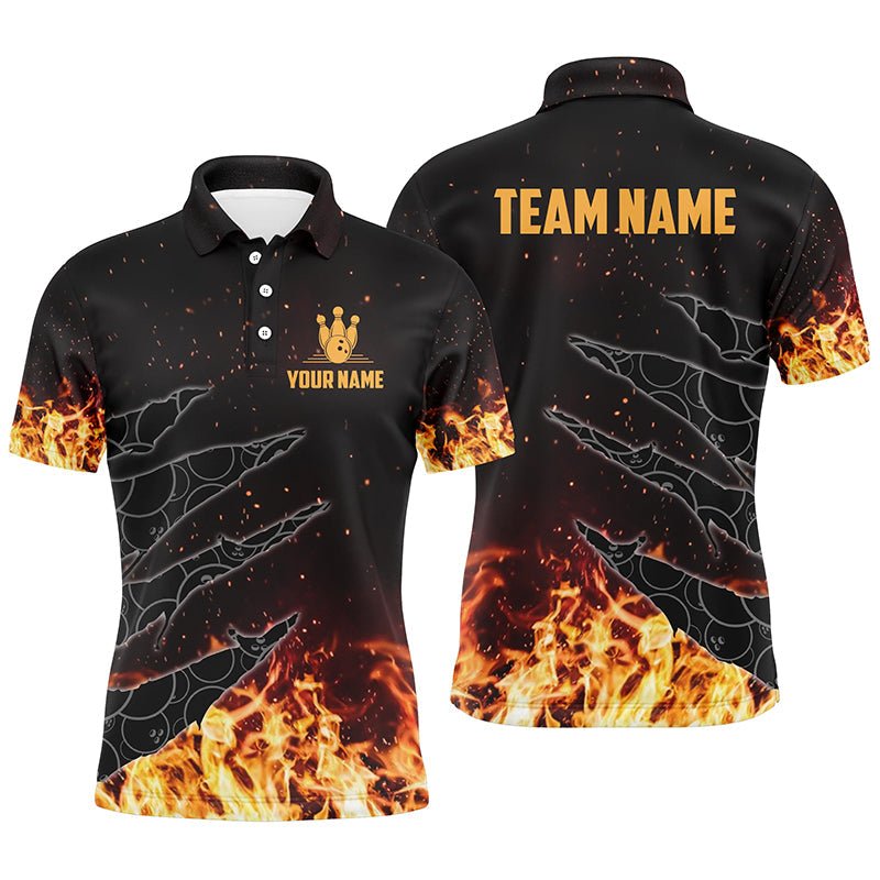Personalisierte Bowling-Polo-Shirts für Herren | Individuelle Flamme-Tarnung Bowling-Teamtrikots | Geschenke für Bowler | Q6954 - Climcat