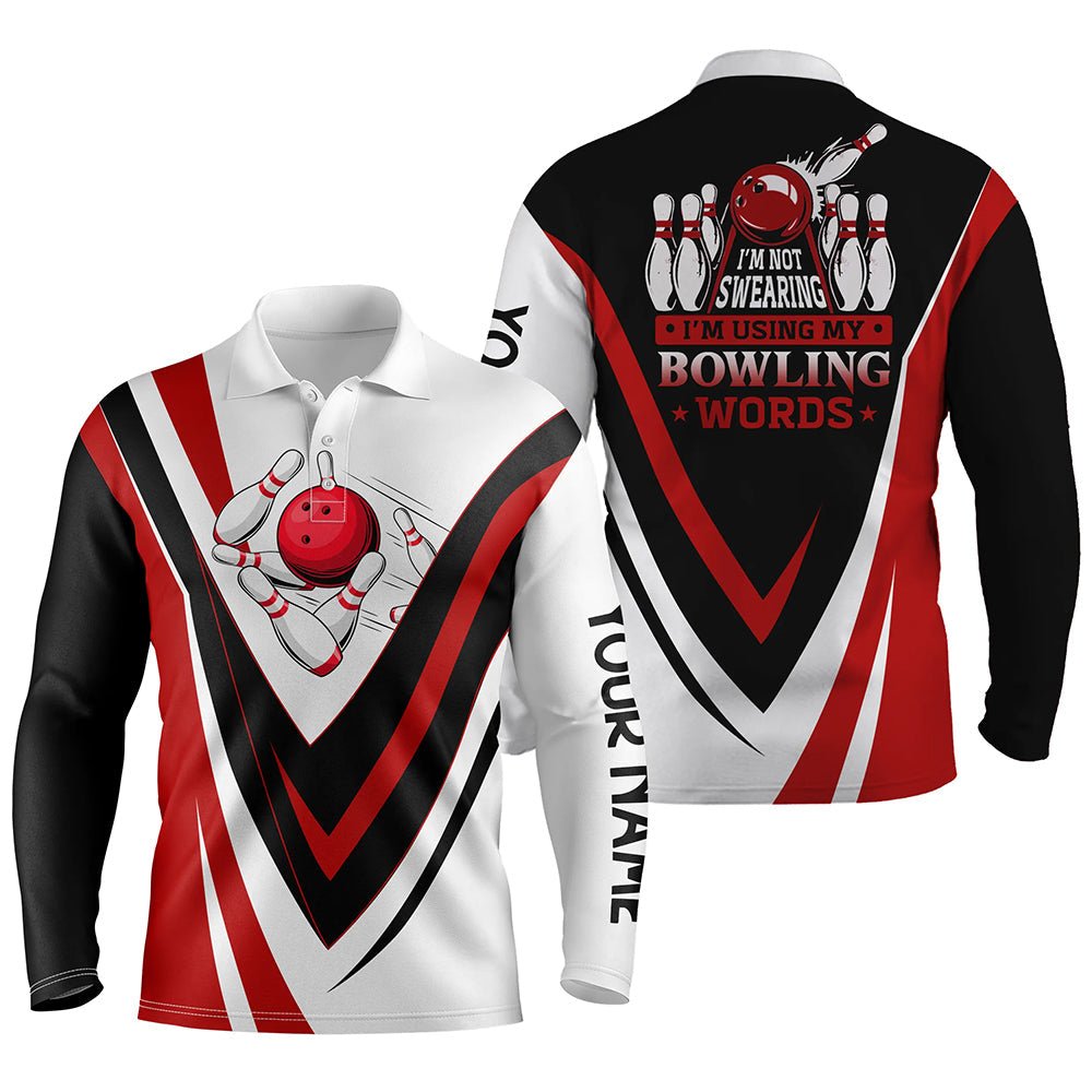 Personalisierte Bowling-Polo-Shirts für Herren - Mit meinen Bowling-Worten, nicht fluchend - Rote Bowl-Shirts Q6633 - Climcat