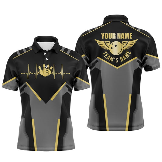 Personalisierte Bowling-Polo-Shirts für Herren | Schwarzes Bowling-Team-Trikot mit individuellem Teamnamen | Geschenk für Bowling-Teams | Q5245 - Climcat