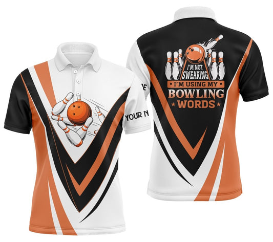 Personalisierte Bowling-Polo-Shirts - Mit meinen Bowling-Worten, nicht fluchen! Orange Bowl Hemden Q4479 - Climcat