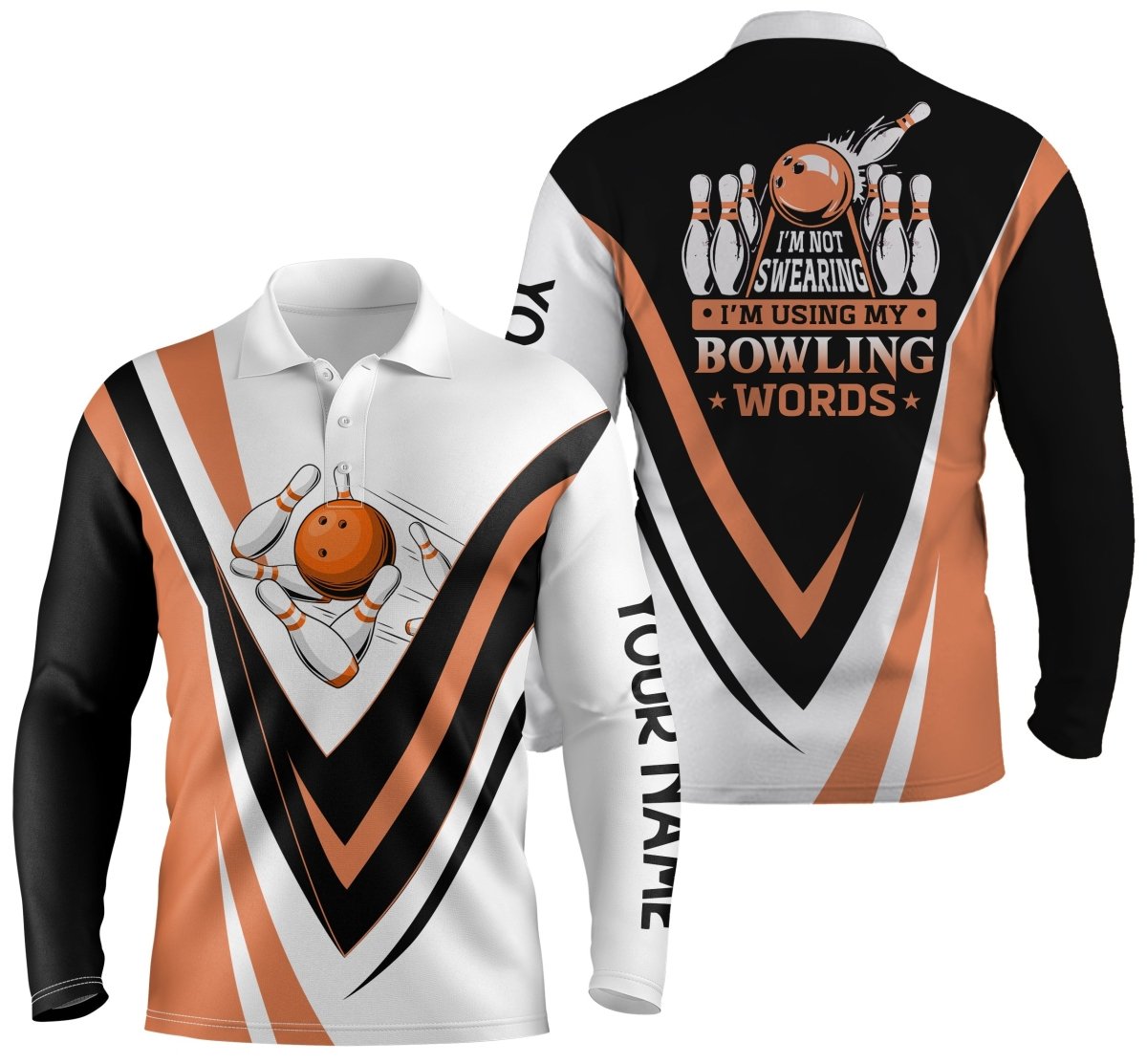 Personalisierte Bowling-Polo-Shirts - Mit meinen Bowling-Worten, nicht fluchen! Orange Bowl Hemden Q4479 - Climcat