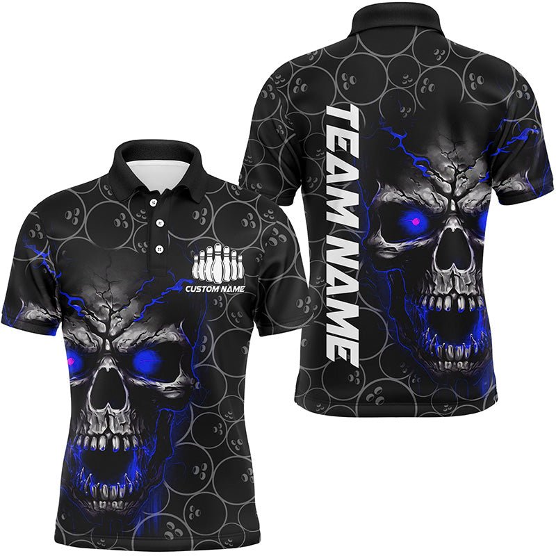Personalisierte Bowling-Polo-Shirts mit Totenkopf für Herren und Damen, Bowling-Muster Bowling-Team 5234P - Climcat