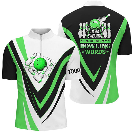 Personalisierte Bowling-Quarter-Zip-Herrenshirt | Grünes Bowl-Shirt | Q6632 - Climcat