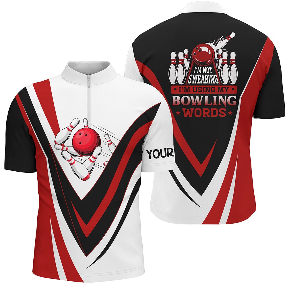 Personalisierte Bowling-Quarter-Zip-Herrenshirt | Rotes Bowl-Shirt | Q6633 - Climcat