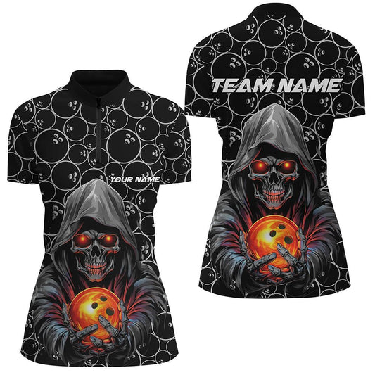 Personalisierte Bowling-Quarter-Zip-Shirts für Damen - Individuelle Bowling-Liga-Shirts - Halloween-Outfits - P5345 - Climcat