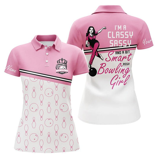 Personalisierte Bowling-Shirt für Damen in Pink - Ich bin eine stilvolle, freche und etwas schlaue Bowling-Lady (Q5562) - Climcat