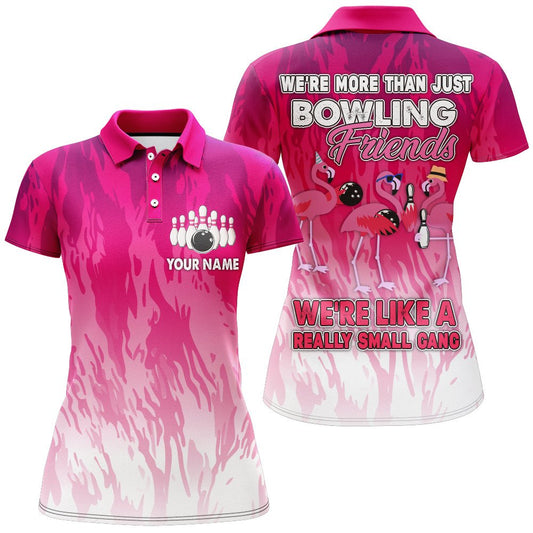 Personalisierte Bowling-Shirt für Damen, Pink Flamingo Bowling Trikot Damen Bowlers Polo Shirt B173 - Climcat