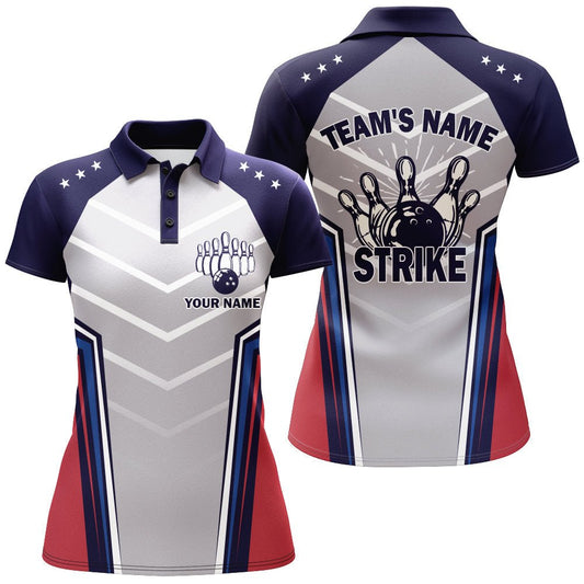 Personalisierte Bowling-Shirt für Damen, Vintage Bowling Trikot für Team Damen Bowlers Polo Shirt B171 - Climcat