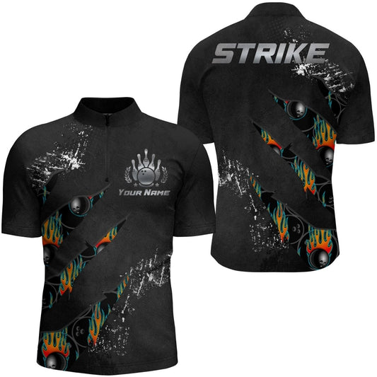 Personalisierte Bowling-Shirt für Herren, individuelles Viertel-Zip Bowling-Shirt, Kurzarm, N103 - Climcat