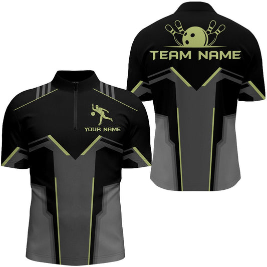 Personalisierte Bowling-Shirt für Herren mit Teamnamen, Viertel-Reißverschluss, Kurzarm-Bowling-Shirt Bowlers Jersey N28 - Climcat