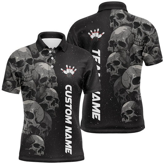 Personalisierte Bowling-Shirt mit Totenkopf für Herren - Individuelle Bowling-Liga Shirts - Bowling Trikots für Halloween P5348 - Climcat