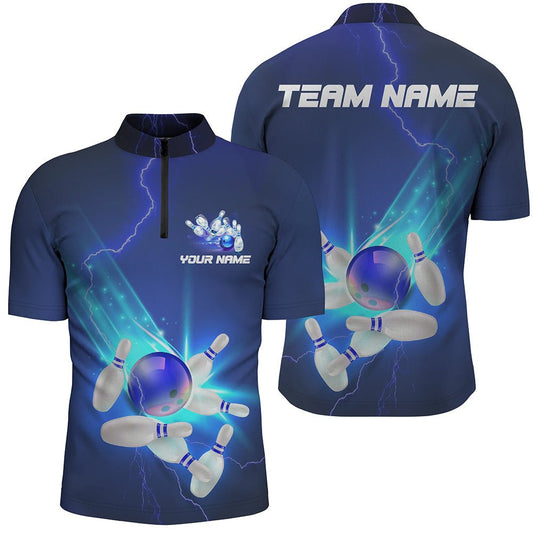 Personalisierte Bowling-Shirts - Blaue Donnerblitze - Polo-Stil - Bowling-Team Trikots - Unisex Shirt P5381 - Climcat