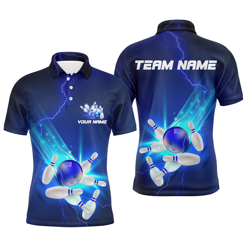Personalisierte Bowling-Shirts - Blaue Donnerblitze - Polo-Stil - Bowling-Team Trikots - Unisex Shirt P5381 - Climcat