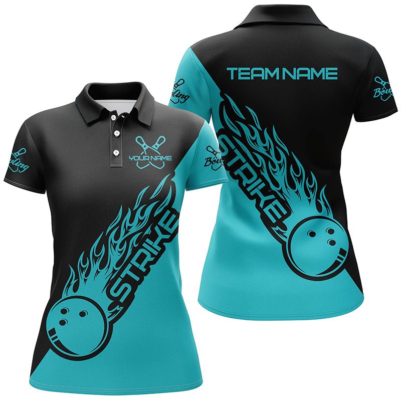 Personalisierte Bowling-Shirts für Damen, Bowling-Teamshirts Bowling Strike | Ball Blau P4289 - Climcat