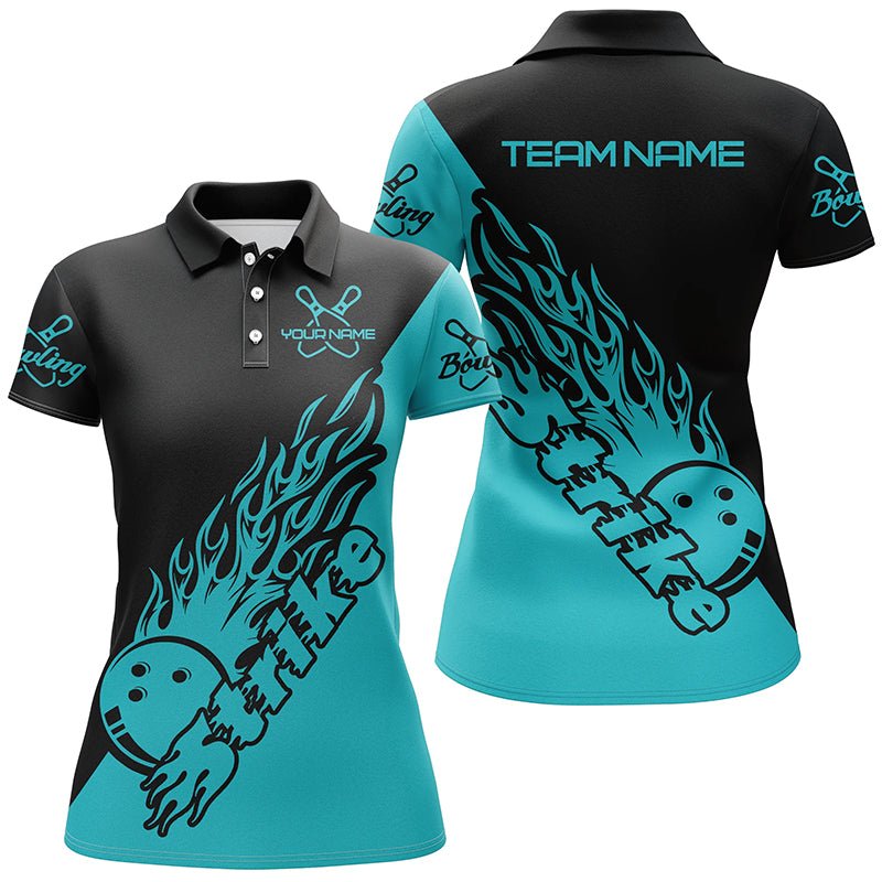 Personalisierte Bowling-Shirts für Damen, Bowling-Teamshirts Bowling Strike | Ball Blau P5173 - Climcat