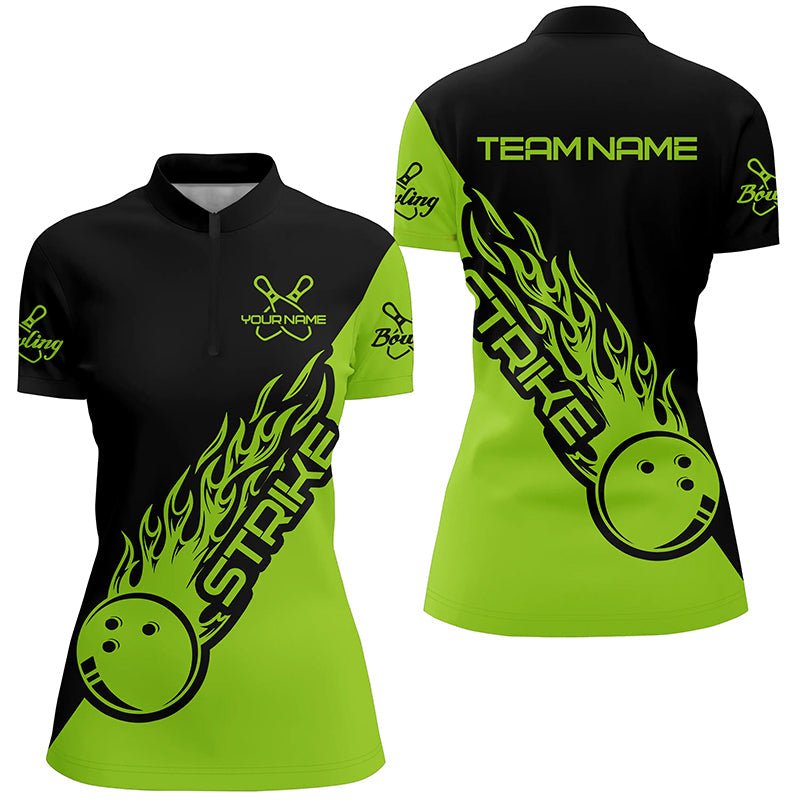 Personalisierte Bowling-Shirts für Damen, Bowling-Teamshirts Bowling Strike | Grün P4291 - Climcat