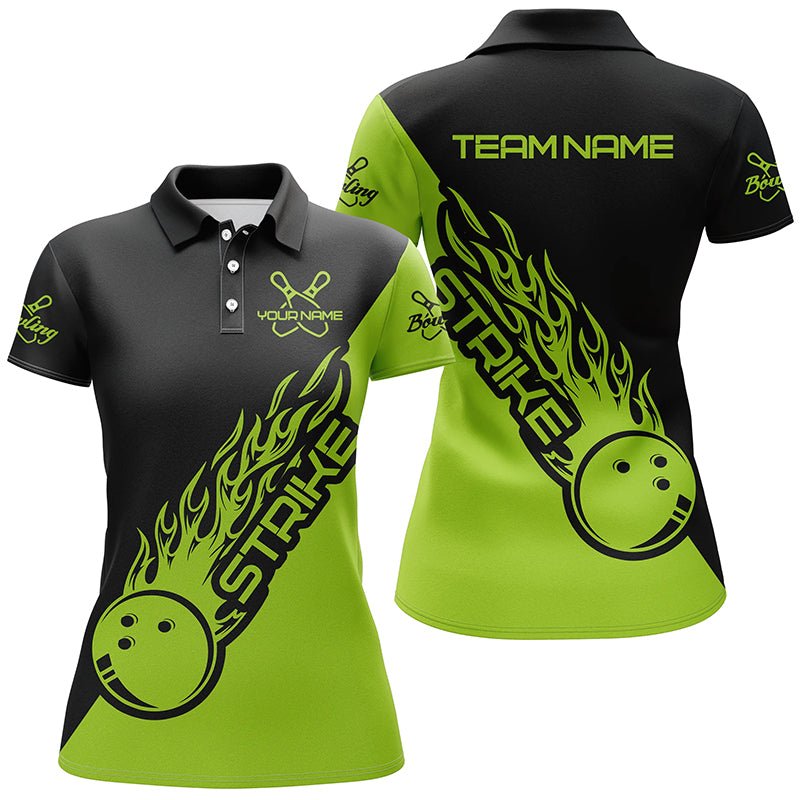 Personalisierte Bowling-Shirts für Damen, Bowling-Teamshirts Bowling Strike | Grün P4291 - Climcat