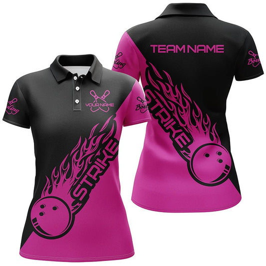 Personalisierte Bowling-Shirts für Damen, Bowling-Teamshirts Bowling Strike | Pink P4290 - Climcat