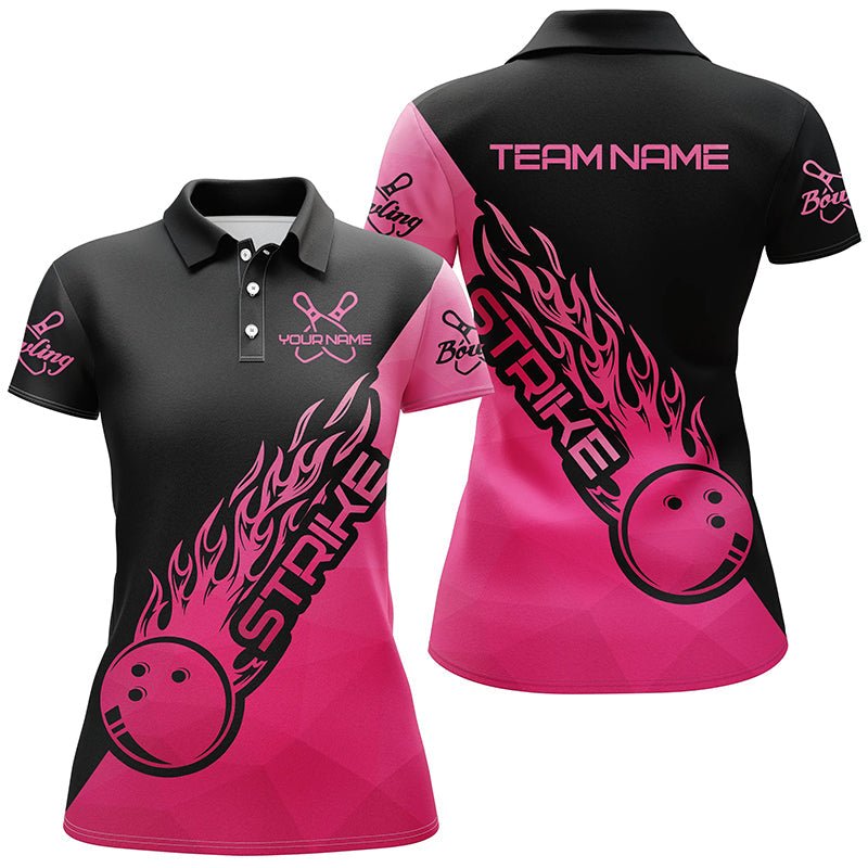 Personalisierte Bowling-Shirts für Damen, Bowling-Teamshirts Bowling Strike | Pink P4475 - Climcat