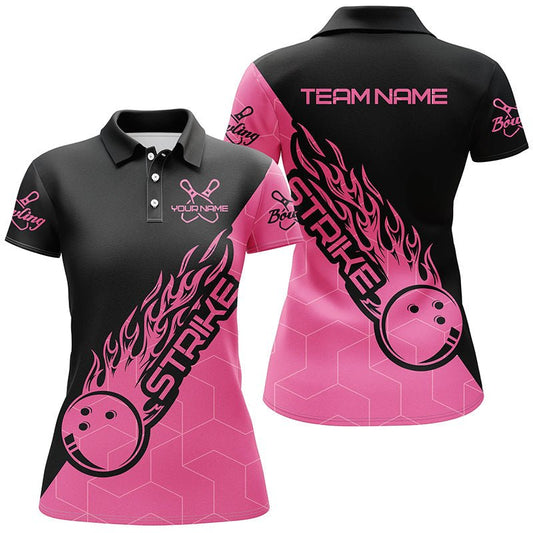 Personalisierte Bowling-Shirts für Damen, Bowling-Teamshirts Bowling Strike | Pink P4476 - Climcat