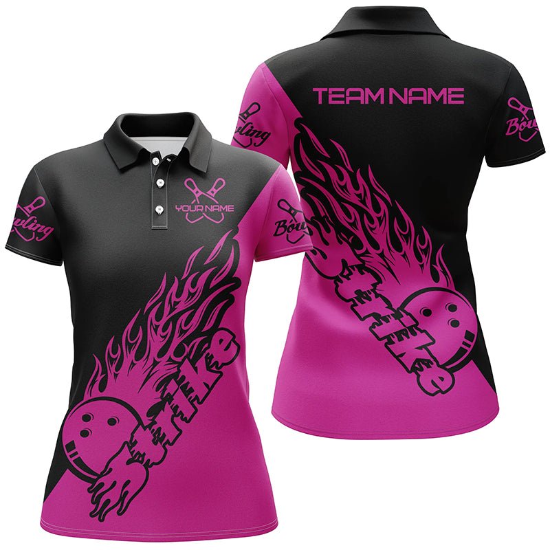 Personalisierte Bowling-Shirts für Damen, Bowling-Teamshirts Bowling Strike | Pink P5172 - Climcat