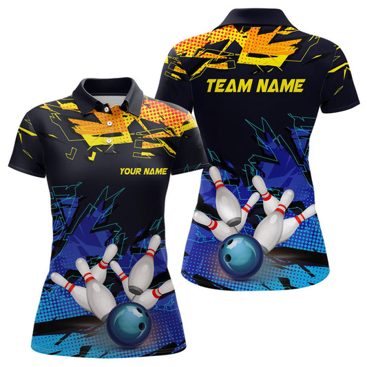 Personalisierte Bowling-Shirts für Damen, Bowlingkugel und Pins Team Bowling Liga Shirts P5166 - Climcat