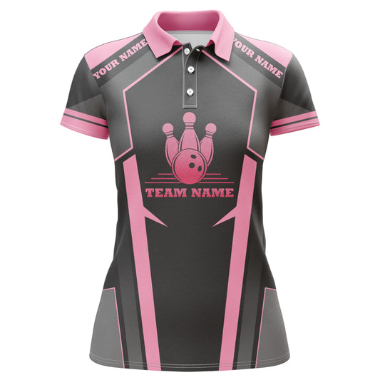 Personalisierte Bowling-Shirts für Damen - Maßgeschneidertes Pinkes Kurzarm-Polo-Team-Bowling-Shirt für Mädchen Q4747 - Climcat