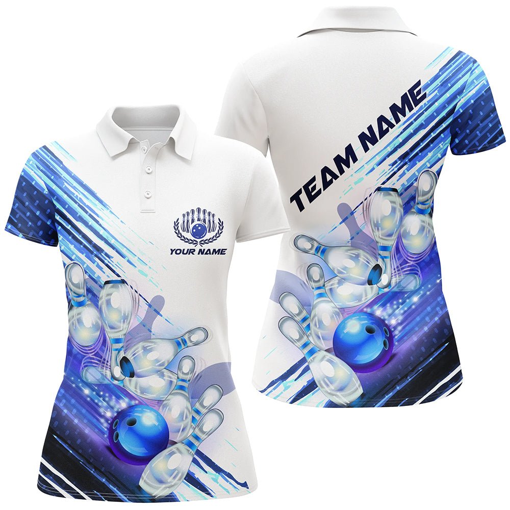 Personalisierte Bowling-Shirts für Damen, passende Bowling-Shirts für Bowlerinnen | Blau P5151 - Climcat