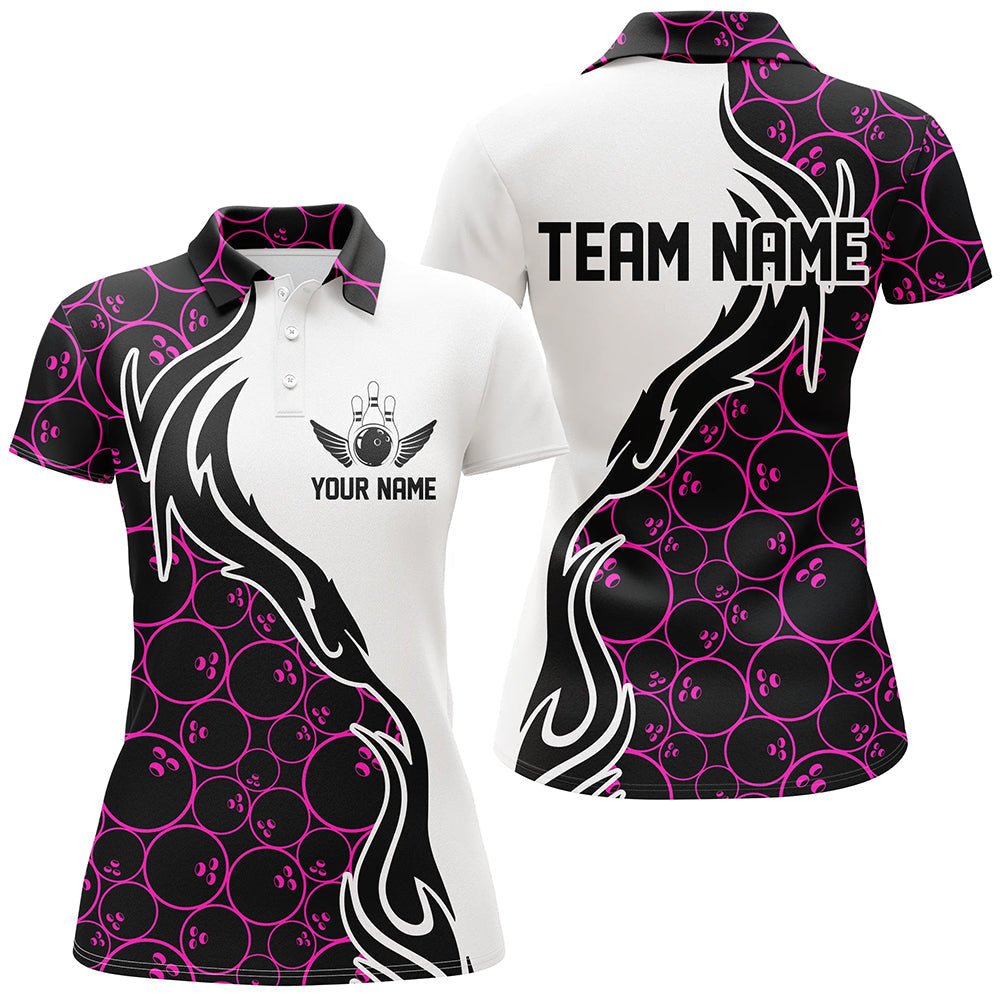 Personalisierte Bowling-Shirts für Damen - Pinkes Bowling-Muster - Flamme Bowling Team Trikots - Turnierqualität - P5309 - Climcat