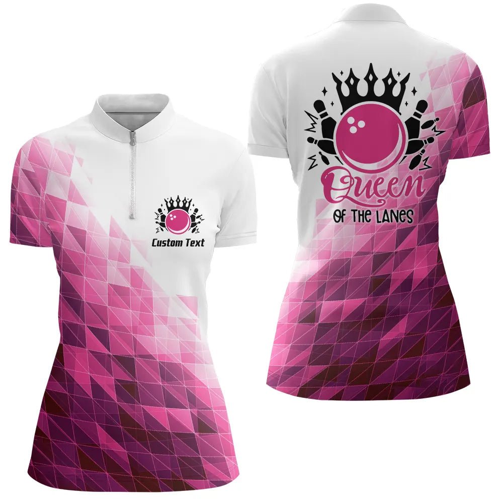 Personalisierte Bowling-Shirts für Damen, Queens of the Lanes Bowling Team Trikots P4955 - Climcat