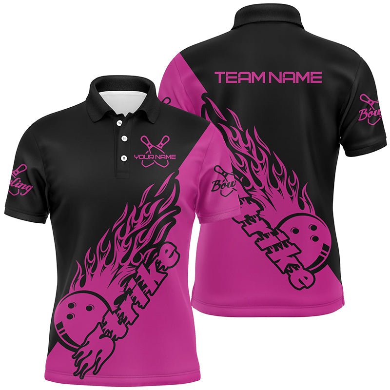 Personalisierte Bowling-Shirts für Herren, Bowling-Teamshirts Bowling Strike | Pink P5172 - Climcat