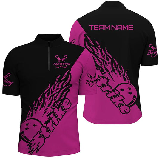 Personalisierte Bowling-Shirts für Herren, Bowling-Teamshirts Bowling Strike | Pink P5172 - Climcat