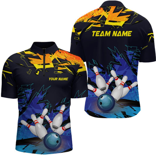 Personalisierte Bowling-Shirts für Herren, Bowlingkugel und Pins Team Bowling Liga Shirts P5166 - Climcat