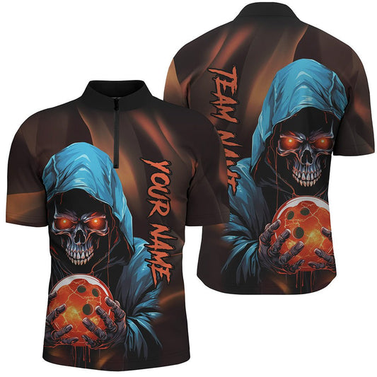 Personalisierte Bowling Shirts für Herren - Coole Grim Reaper Design - Individuelles Bowling Team Trikot - Hochwertiges Material - Vielfältige Anpassungsmöglichkeiten - P5339 - Climcat