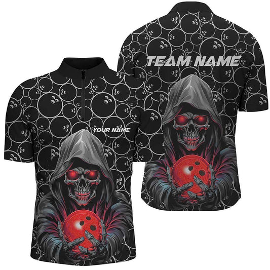 Personalisierte Bowling-Shirts für Herren | Coole Totenkopf-Designs | Hochwertige Materialien | Individuell anpassbar | Bowling Liga Team Trikots - Climcat