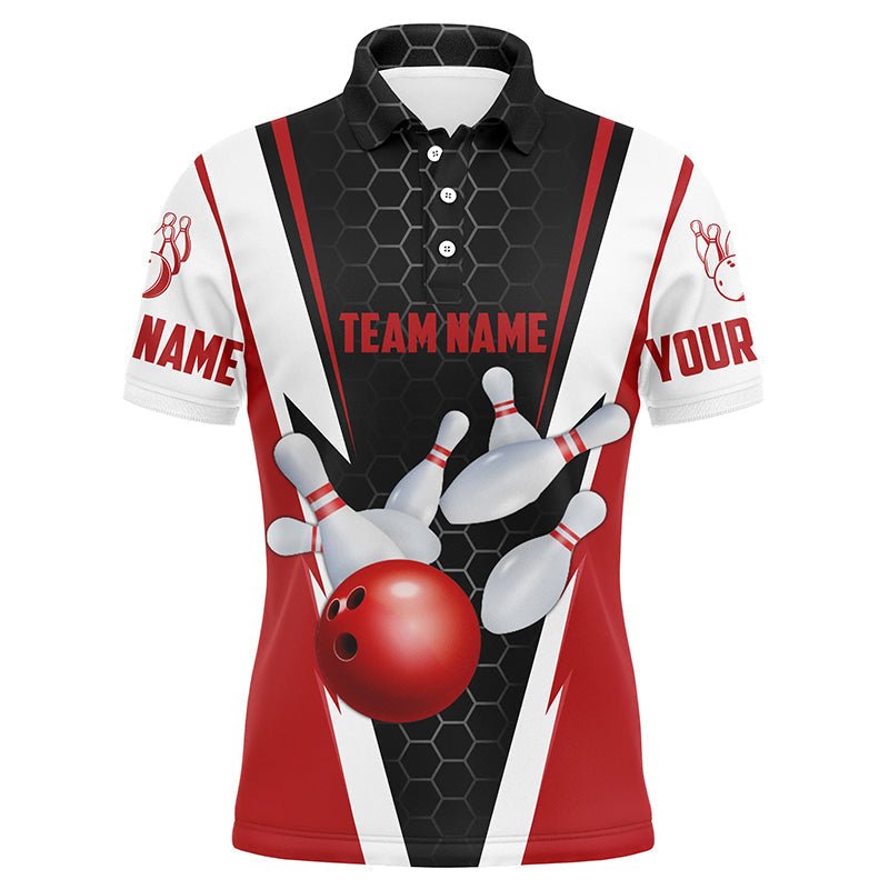 Personalisierte Bowling-Shirts für Herren mit individuellem Namen und Teamnamen, Bowlingkugel und Pins, Team-Bowling-Shirts P4175 - Climcat