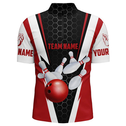 Personalisierte Bowling-Shirts für Herren mit individuellem Namen und Teamnamen, Bowlingkugel und Pins, Team-Bowling-Shirts P4175 - Climcat