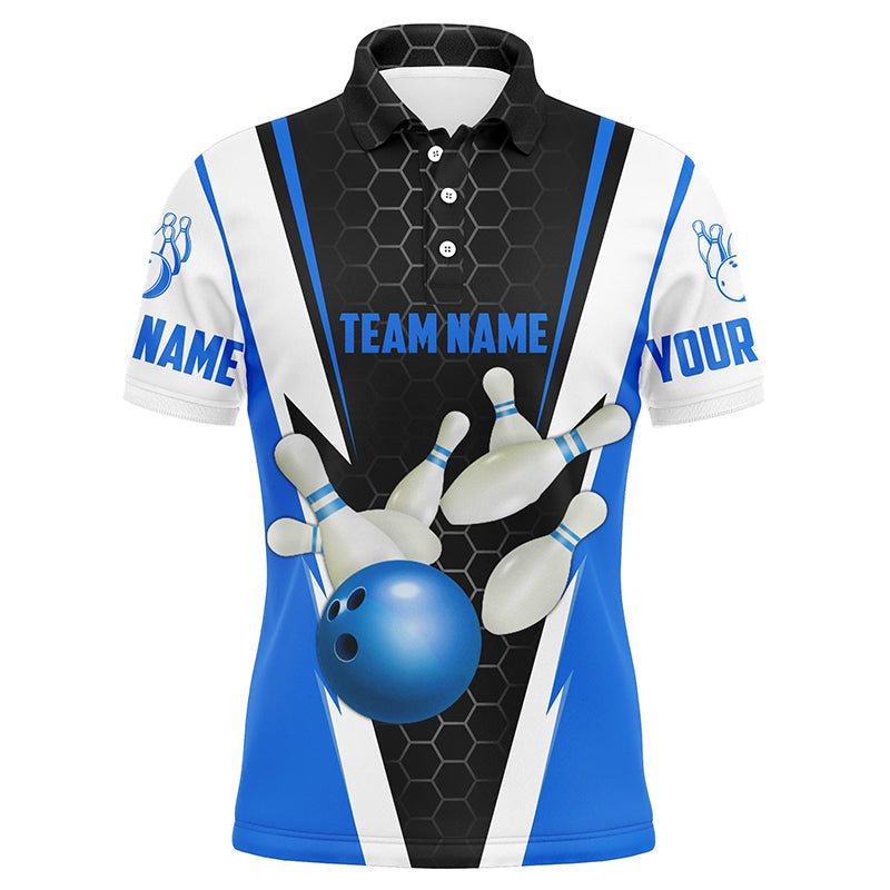 Personalisierte Bowling-Shirts für Herren mit individuellem Namen und Teamnamen, Bowlingkugel und Pins, Team-Bowling-Shirts P4594 - Climcat