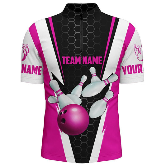 Personalisierte Bowling-Shirts für Herren mit individuellem Namen und Teamnamen, Bowlingkugel und Pins, Team-Bowling-Shirts P4595 - Climcat