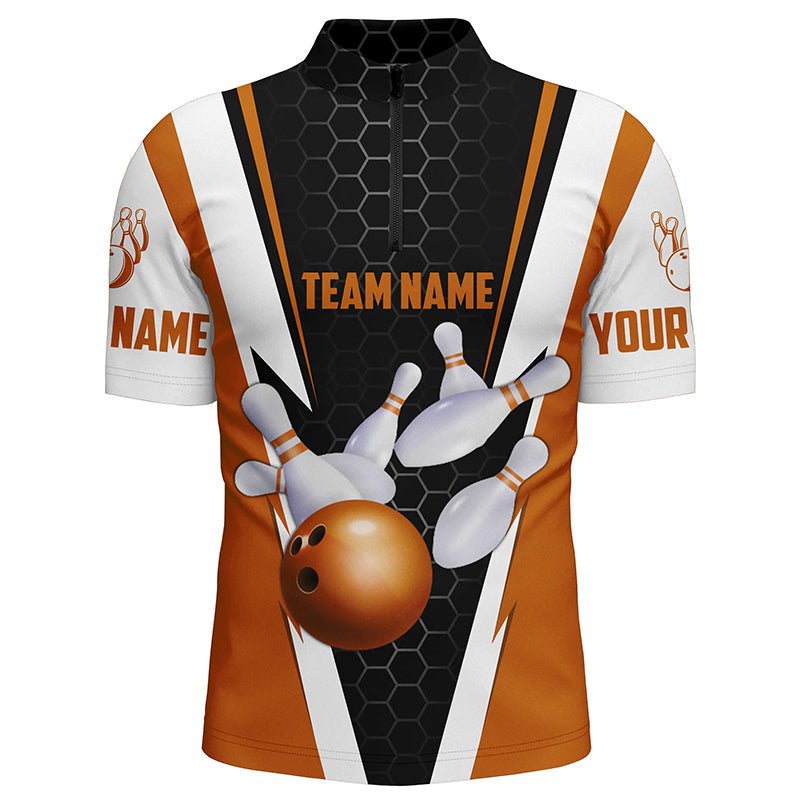 Personalisierte Bowling-Shirts für Herren mit individuellem Namen und Teamnamen, Bowlingkugel und Pins, Team-Bowling-Shirts P4946 - Climcat